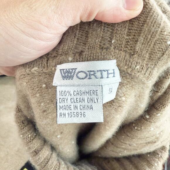 Worth Tan 100% Cashmere Cowl Neck Sweater Dress Women's Size Small Long Sleeve - Picture 5 of 6